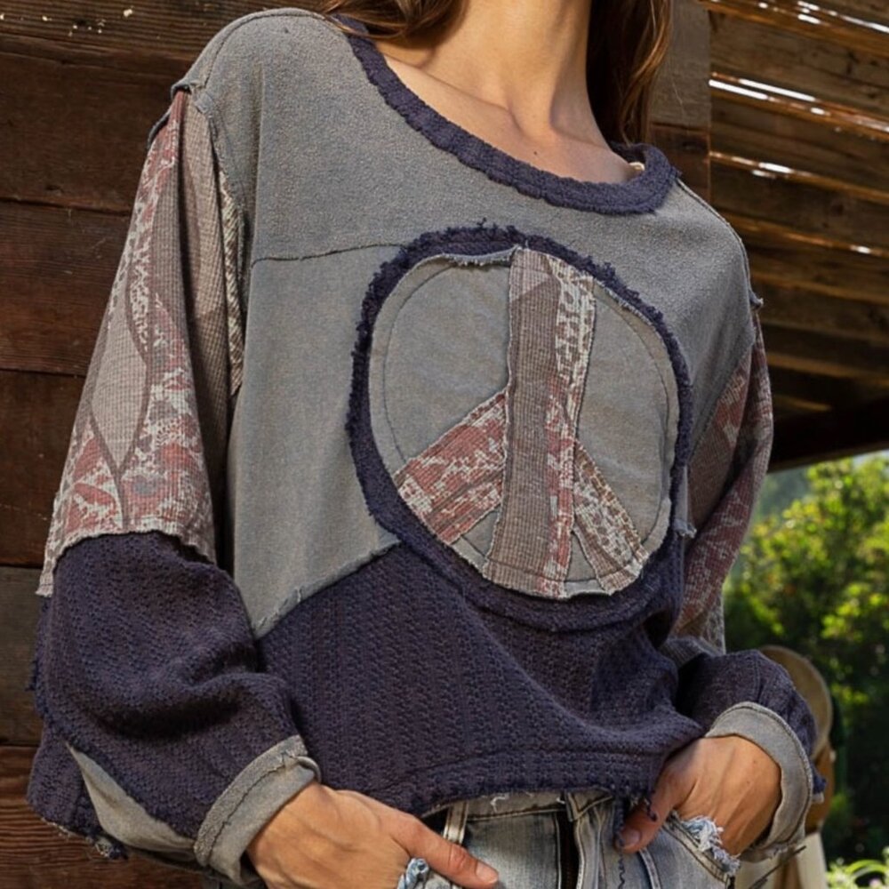 Pol Patchwork Oversize Slouchy Multicolor Peace A… - image 2